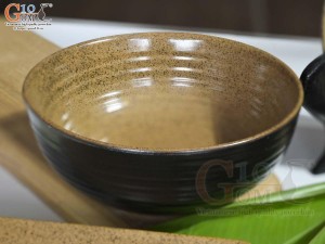 Bộ đồ ăn gốm vàng cao cấp Bát Tràng, 7 chi tiết