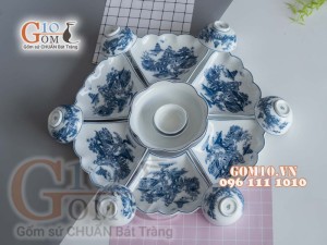 Bộ đồ ăn hoa mặt trời họa tiết cảnh Hồ Hoàn Kiếm