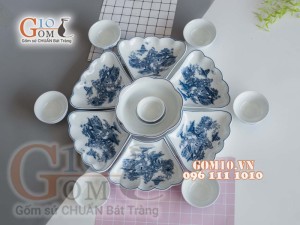 Bộ đồ ăn hoa mặt trời họa tiết cảnh Hồ Hoàn Kiếm