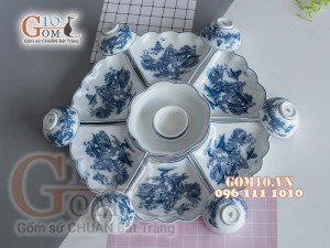 Bộ đồ ăn hoa mặt trời họa tiết cảnh Hồ Hoàn Kiếm