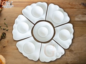 Bộ đồ ăn hoa mặt trời men trắng, đường kính 55cm