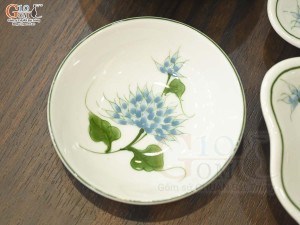 Bộ đồ ăn hoa mặt trời men trắng vẽ Cẩm Tú Cầu, đường kính 45cm