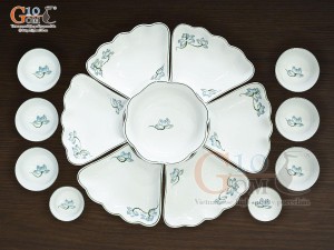 Bộ hoa mặt trời men trắng vẽ hoa Sen 45cm,15 chi tiết