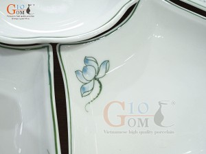 Bộ hoa mặt trời men trắng vẽ hoa Sen 55cm,15 chi tiết