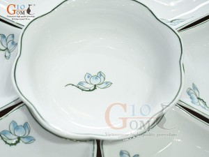 Bộ hoa mặt trời men trắng vẽ hoa Sen 55cm,15 chi tiết
