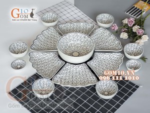 Bộ đồ ăn Hoa Mặt Trời vẽ Bèo cổ