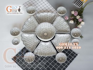 Bộ đồ ăn Hoa Mặt Trời vẽ Bèo cổ