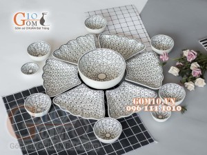 Bộ đồ ăn Hoa Mặt Trời vẽ Bèo cổ
