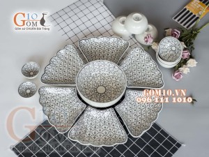 Bộ đồ ăn Hoa Mặt Trời vẽ Bèo cổ