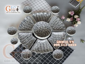 Bộ đồ ăn Hoa Mặt Trời vẽ Cá Đàn