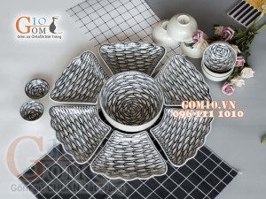 Bộ đồ ăn Hoa Mặt Trời vẽ Cá Đàn