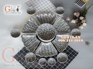 Bộ đồ ăn Hoa Mặt Trời vẽ Cá Đàn