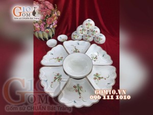 Bộ đồ ăn Hoa Mặt Trời vẽ Đào Chuồn Kem