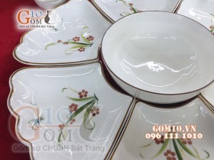 Bộ đồ ăn Hoa Mặt Trời vẽ Đào Chuồn Kem