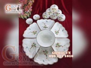 Bộ đồ ăn Hoa Mặt Trời vẽ Đào Chuồn Kem