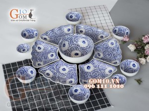 Bộ đồ ăn Hoa Mặt Trời vẽ hoa dây nhuyễn cổ