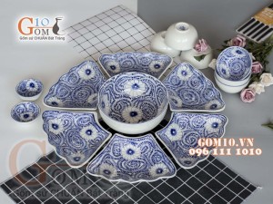 Bộ đồ ăn Hoa Mặt Trời vẽ hoa dây nhuyễn cổ