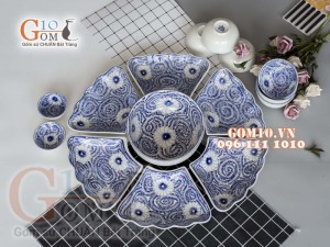 Bộ đồ ăn Hoa Mặt Trời vẽ hoa dây nhuyễn cổ