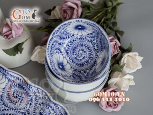 Bộ đồ ăn Hoa Mặt Trời vẽ hoa dây nhuyễn cổ