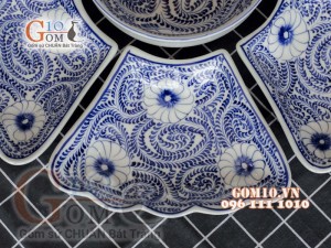 Bộ đồ ăn Hoa Mặt Trời vẽ hoa dây nhuyễn cổ