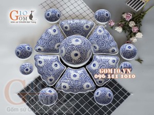 Bộ đồ ăn Hoa Mặt Trời vẽ hoa dây nhuyễn cổ