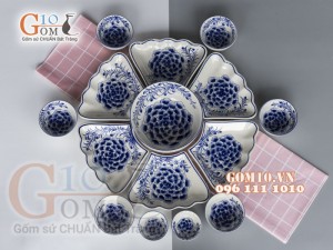 Bộ đồ ăn Hoa Mặt Trời vẽ hoa Tú Cầu size 45cm