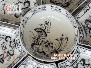 Bộ đồ ăn Hoa Mặt Trời vẽ Sen tràm 55cm