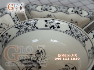 Bộ đồ ăn Hoa Mặt Trời vẽ Sen tràm 55cm