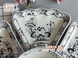 Bộ đồ ăn Hoa Mặt Trời vẽ Sen tràm 55cm