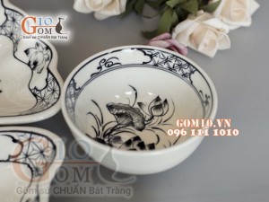 Bộ đồ ăn Hoa Mặt Trời vẽ Sen tràm 55cm