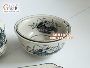 Bộ đồ ăn họa tiết hoa sen, men bóng S1
