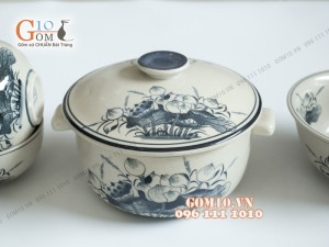 Bộ đồ ăn họa tiết hoa sen, men bóng S2