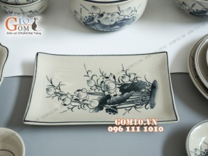 Bộ đồ ăn họa tiết hoa sen, men bóng S2