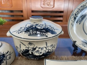 Bộ đồ ăn men bóng họa tiết Sen, 14 chi tiết