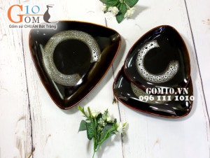 Bộ đồ ăn men hỏa biến gấm quẹt màu mật ong