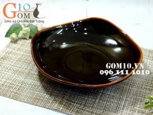 Bộ đồ ăn men hỏa biến gấm quẹt màu mật ong