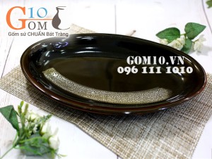 Bộ đồ ăn men hỏa biến gấm quẹt màu mật ong