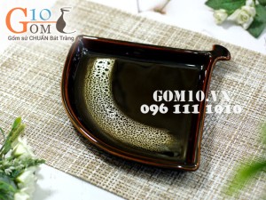 Bộ đồ ăn men hỏa biến gấm quẹt màu mật ong