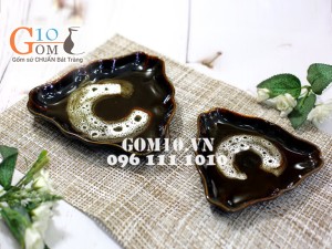 Bộ đồ ăn men hỏa biến gấm quẹt màu mật ong