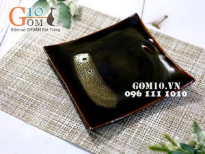 Bộ đồ ăn men hỏa biến gấm quẹt màu mật ong