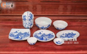 Bộ đồ ăn men cổ họa tiết Hồ Gươm