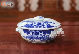 Bộ đồ ăn men cổ họa tiết hoa Sen