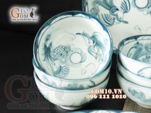 Bộ đồ ăn men cổ họa tiết Rồng Phượng Hóa