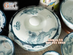 Bộ đồ ăn men cổ họa tiết Rồng Phượng Hóa