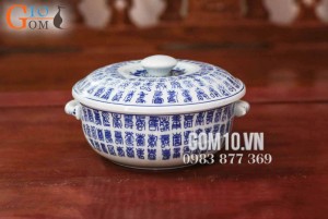 Bộ đồ ăn men cổ họa tiết Trăm Chữ Thọ