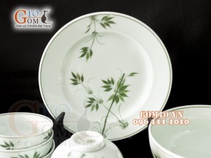 Bộ đồ ăn men cổ họa tiết vẽ Tre xanh