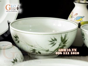 Bộ đồ ăn men cổ họa tiết vẽ Tre xanh