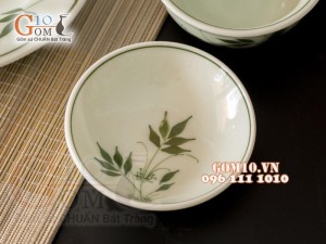 Bộ đồ ăn men cổ họa tiết vẽ Tre xanh