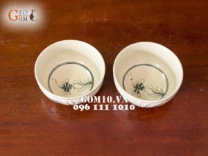 Bộ đồ ăn men cổ, vẽ chuồn chuồn lá khoai