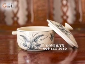 Bộ đồ ăn men cổ, vẽ chuồn chuồn lá khoai